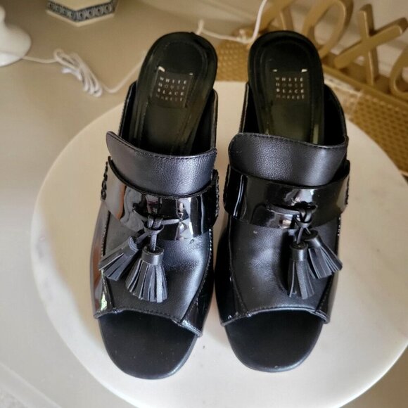 White House Black Market ARIAH Patent Leather Tassel Mule Size 6.5M - Picture 5 of 11